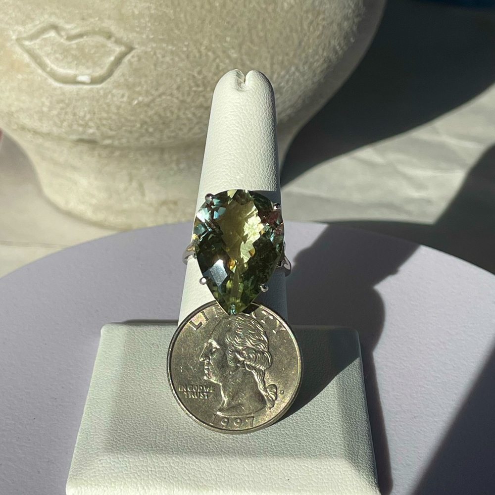 Sterling Prasiolite (Green Amethyst) Ring
